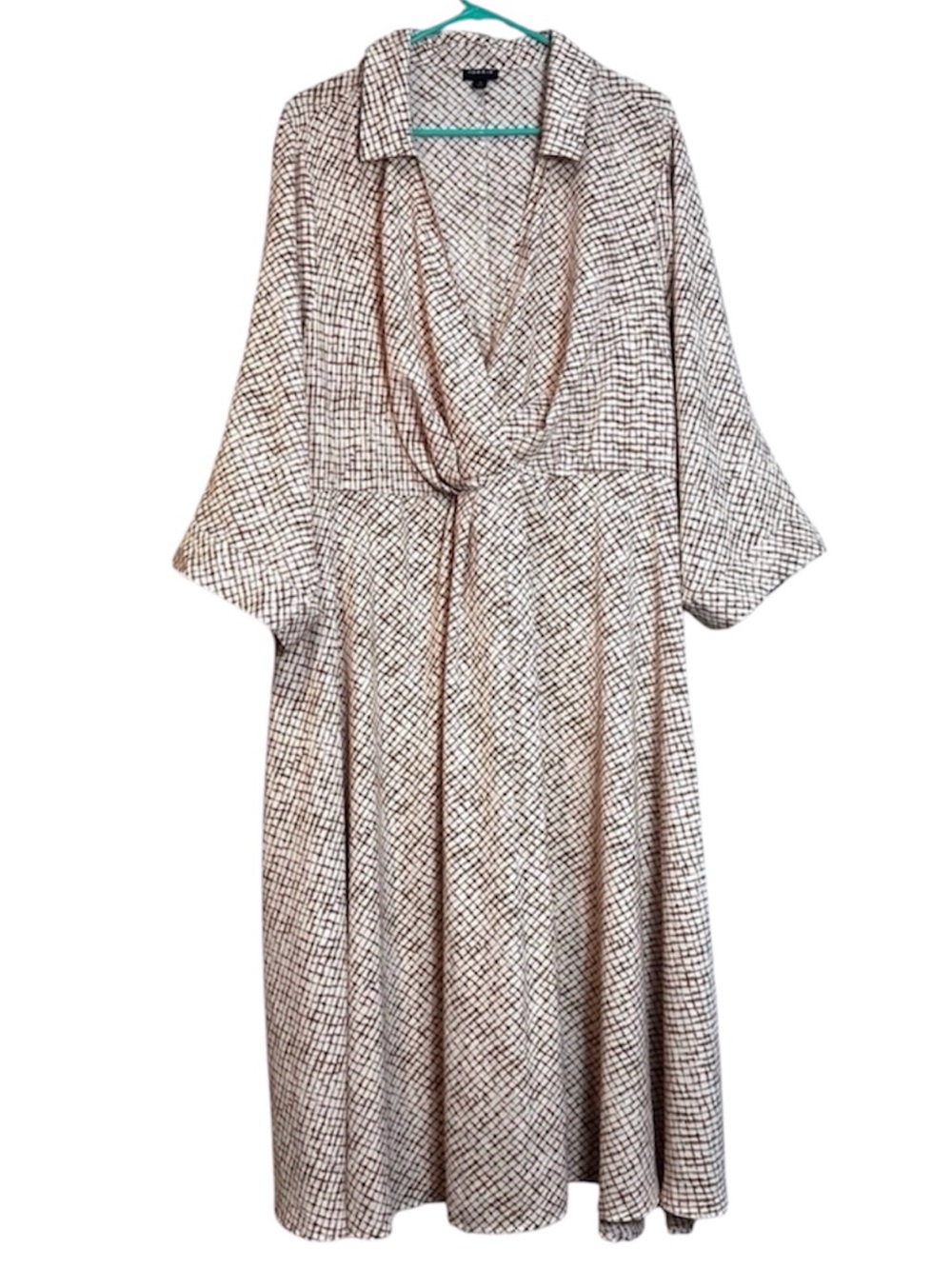 Torrid Crepe De Chine Midi Twist Faux Wrap Front Dress